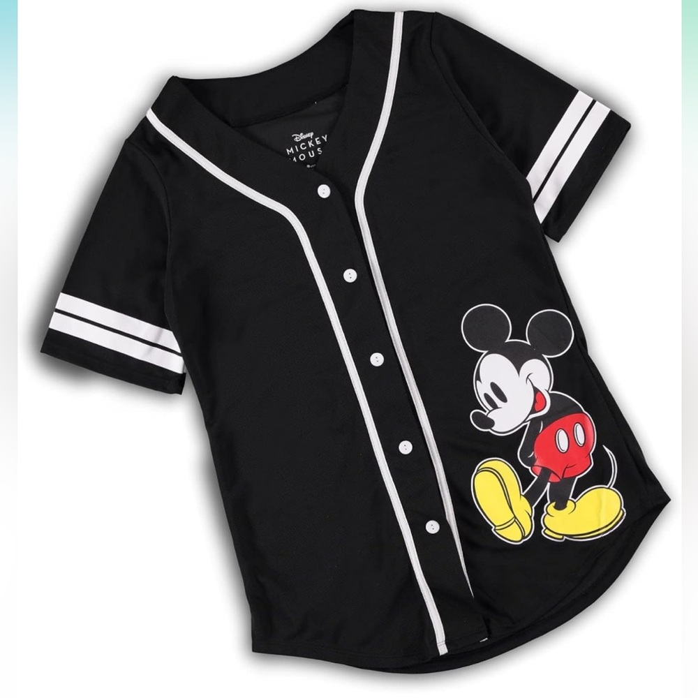Disney Ladies Mickey Mouse Baseball Jersey Shirt NWOT Size Large
